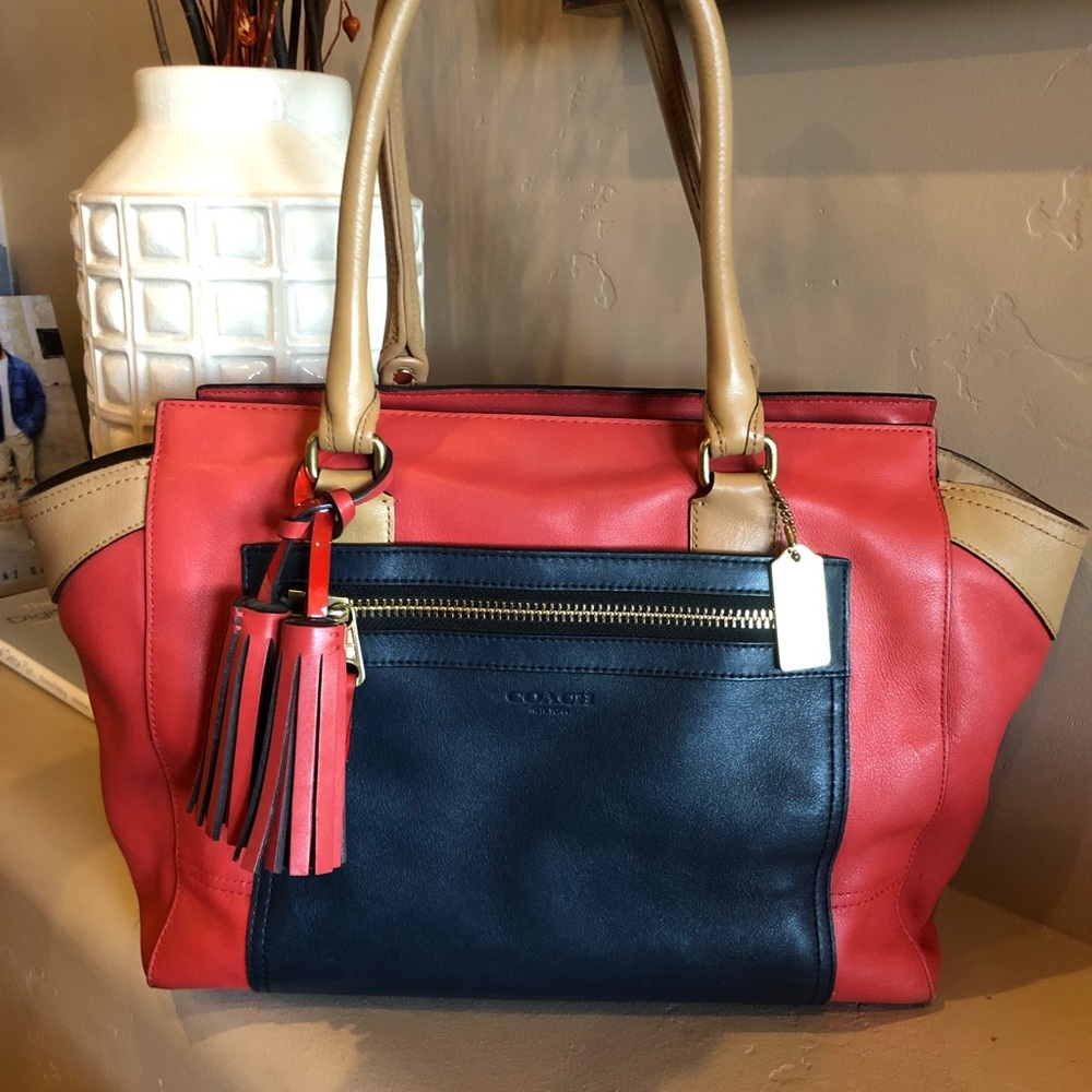 Coach Leather Colorblock Medium Satchel